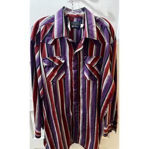 1990s Panhandle Slim Button Front Western Shirt Mens Aztec 18 X 35 Purple / Red